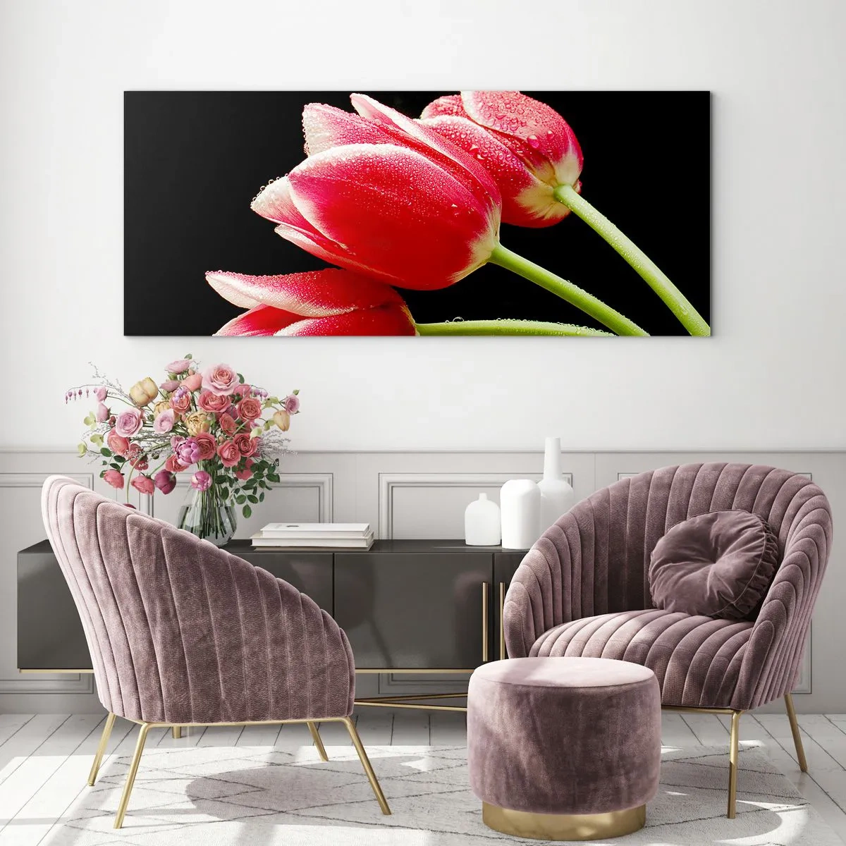 Tablou pe sticlă - Promisiunea unei iubiri pure - 90x30 cm