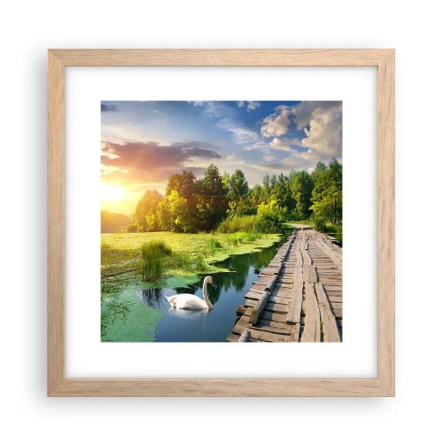 Poster în ramă de stejar deschis - Vară, vară peste tot - 30x30 cm