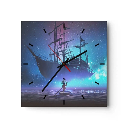 Ceas de perete - Ceas pe sticlă - Întâlnirea cu mitul mării - 40x40 cm