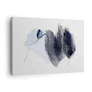 Tablou pe pânză Canvas - Compoziție abstractă în nuanțe de gri și albastru - 70x50cm - Intensitate și mișcare - Decorațiune modernă pentru perete pentru living și dormitor ARTTOR