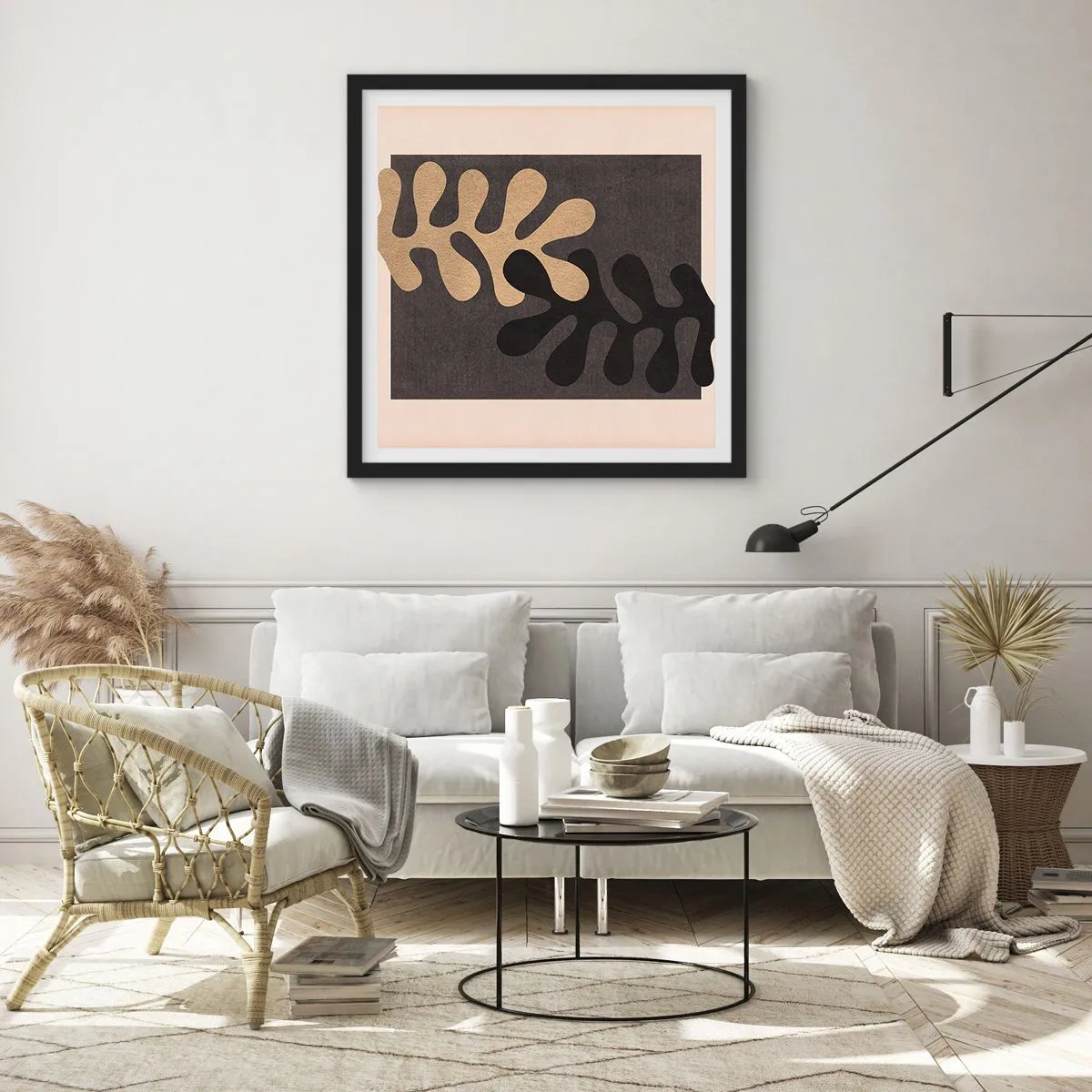 Poster în ramă neagră - Absență și completare - 50x50 cm