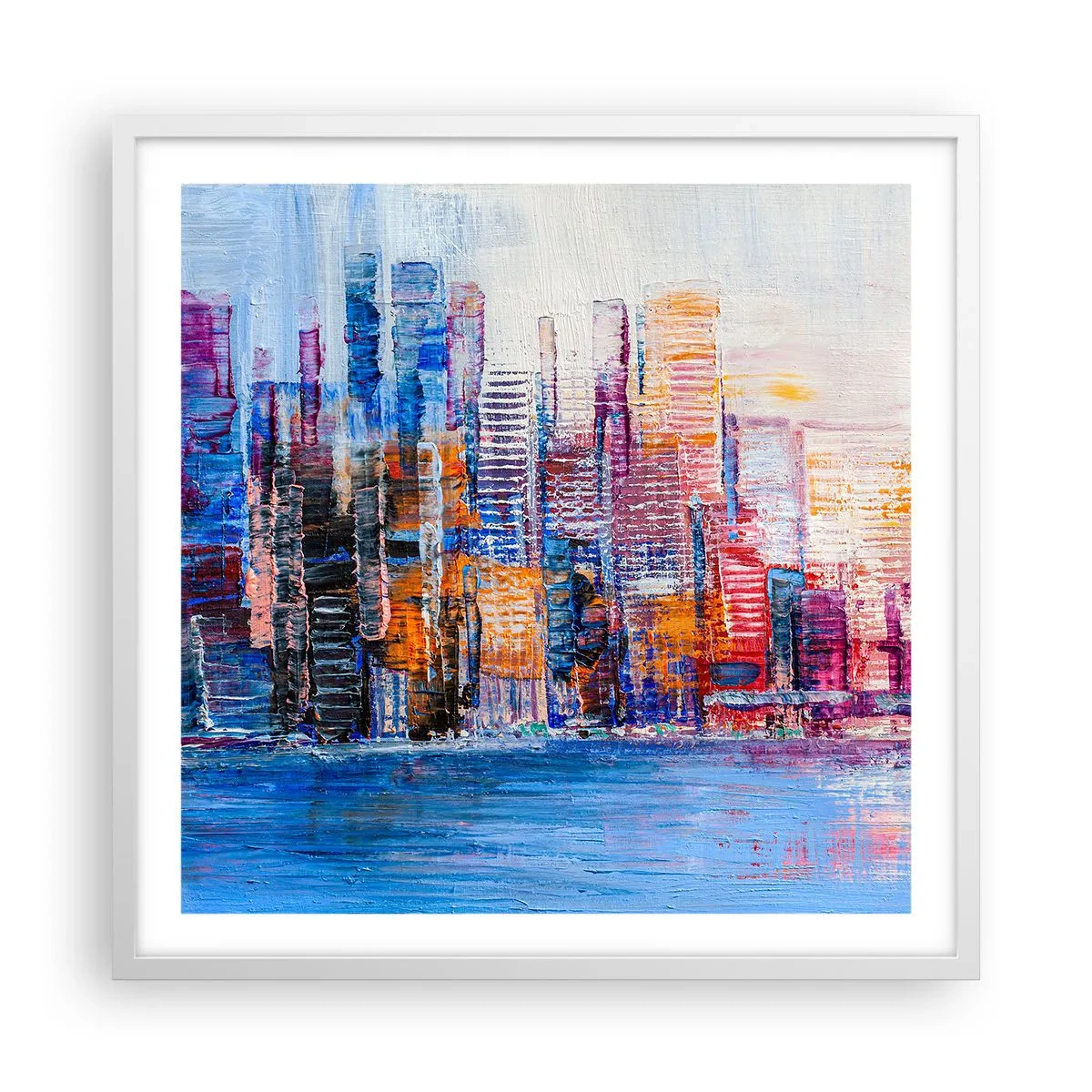 Poster în ramă albă - O metropolă veselă - 60x60 cm