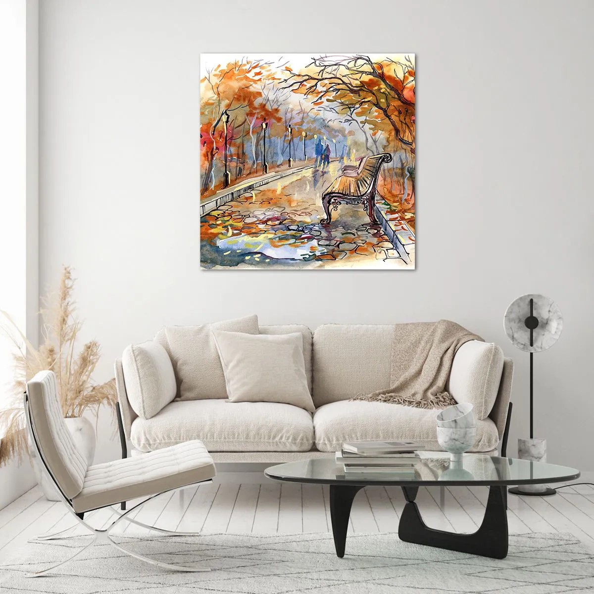 Tablou pe sticlă - Pășim împreună în toamnă - 30x30 cm