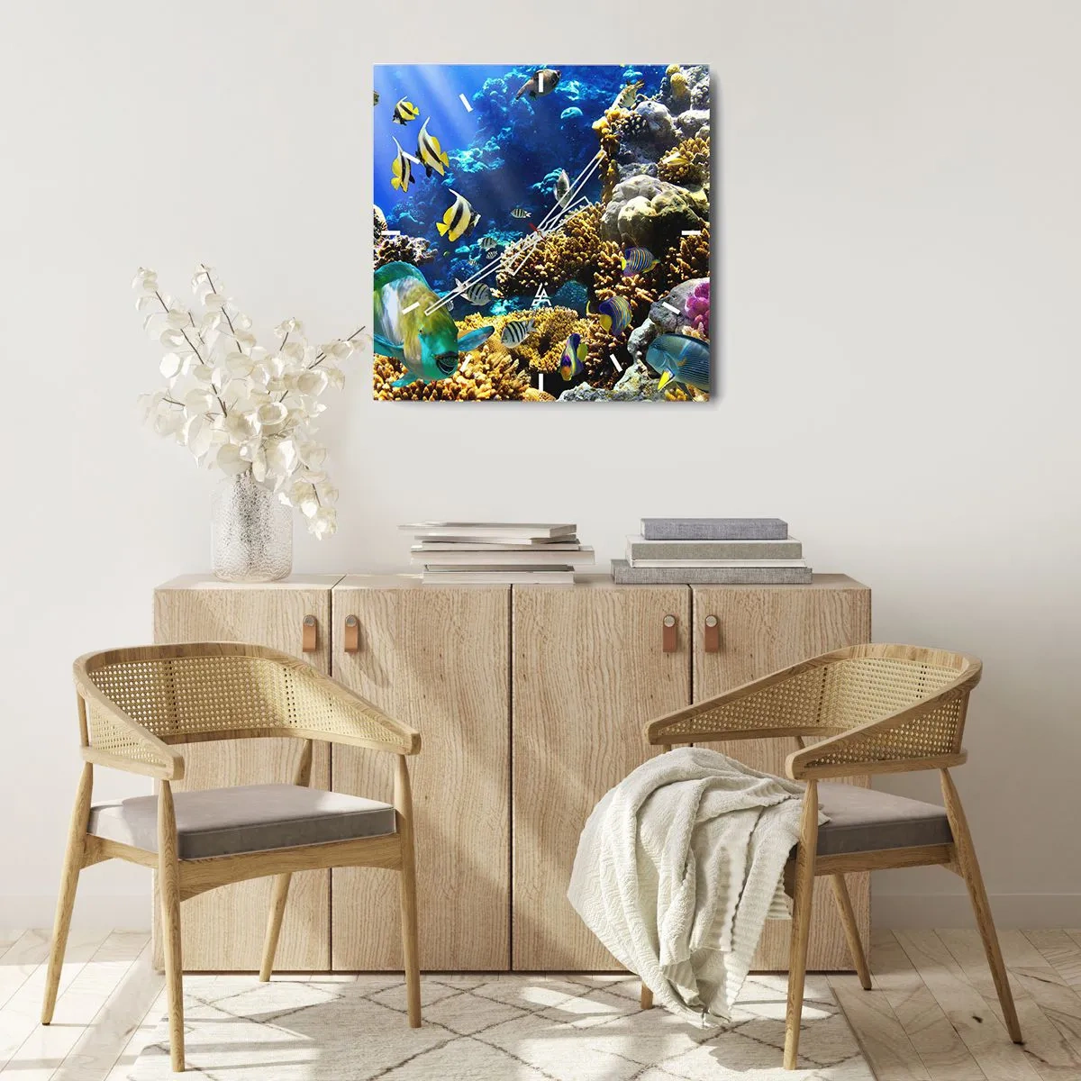 Ceas de perete - Ceas pe sticlă - Trafic intens pe traseul de vacanță - 40x40 cm