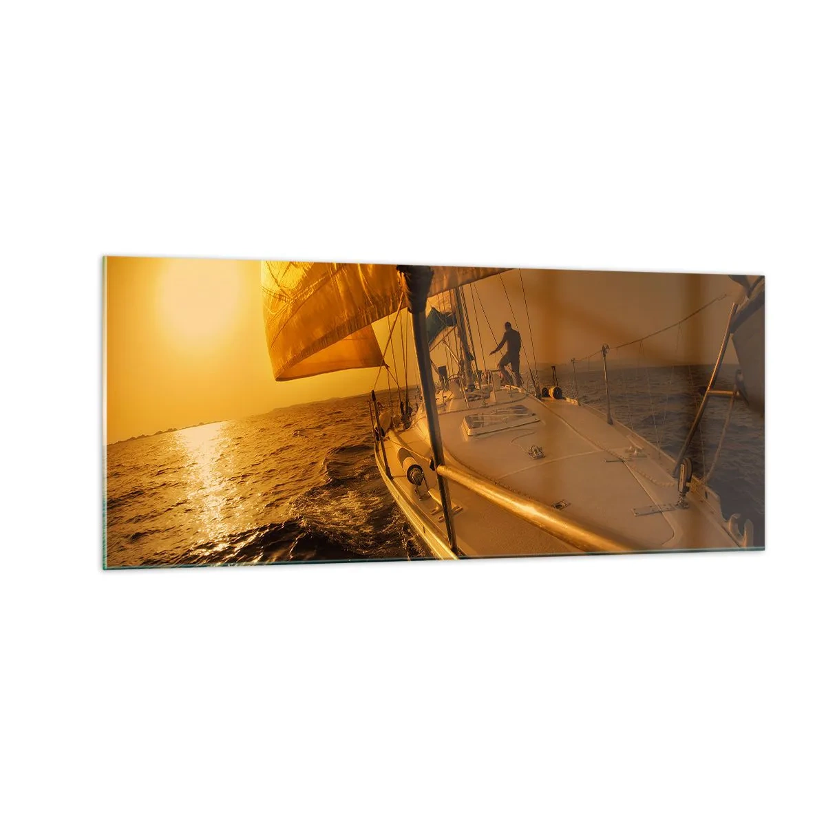 Tablou pe sticlă - O seară aurie după o zi multicoloră - 100x40 cm