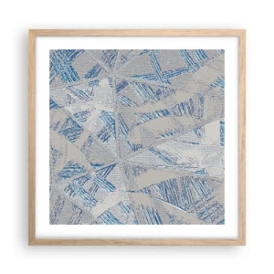 Poster în ramă de stejar deschis - Într-un labirint de gri-albastru - 50x50 cm