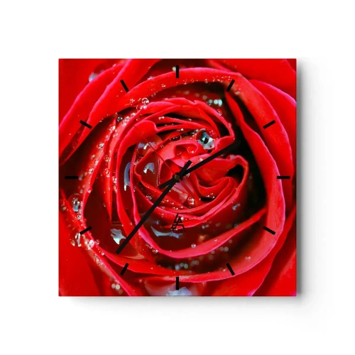 Ceas de perete - Ceas pe sticlă - În picături de rouă - 30x30 cm