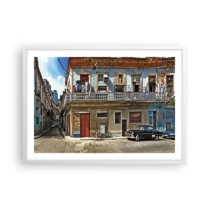 Poster în ramă albă - Sentimente cubaneze - 70x50 cm
