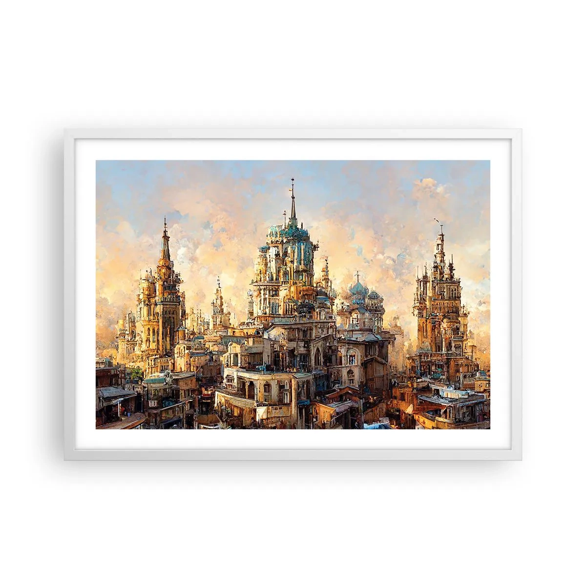 Poster în ramă albă - Orașul tuturor orașelor - 70x50 cm