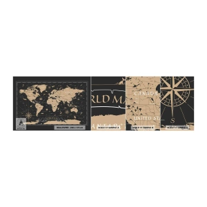 Mostră tapet autocolant Deluxe Sticker - Limitele lumii mele - Harta lumii, Epocă, Retro - 100x30 cm