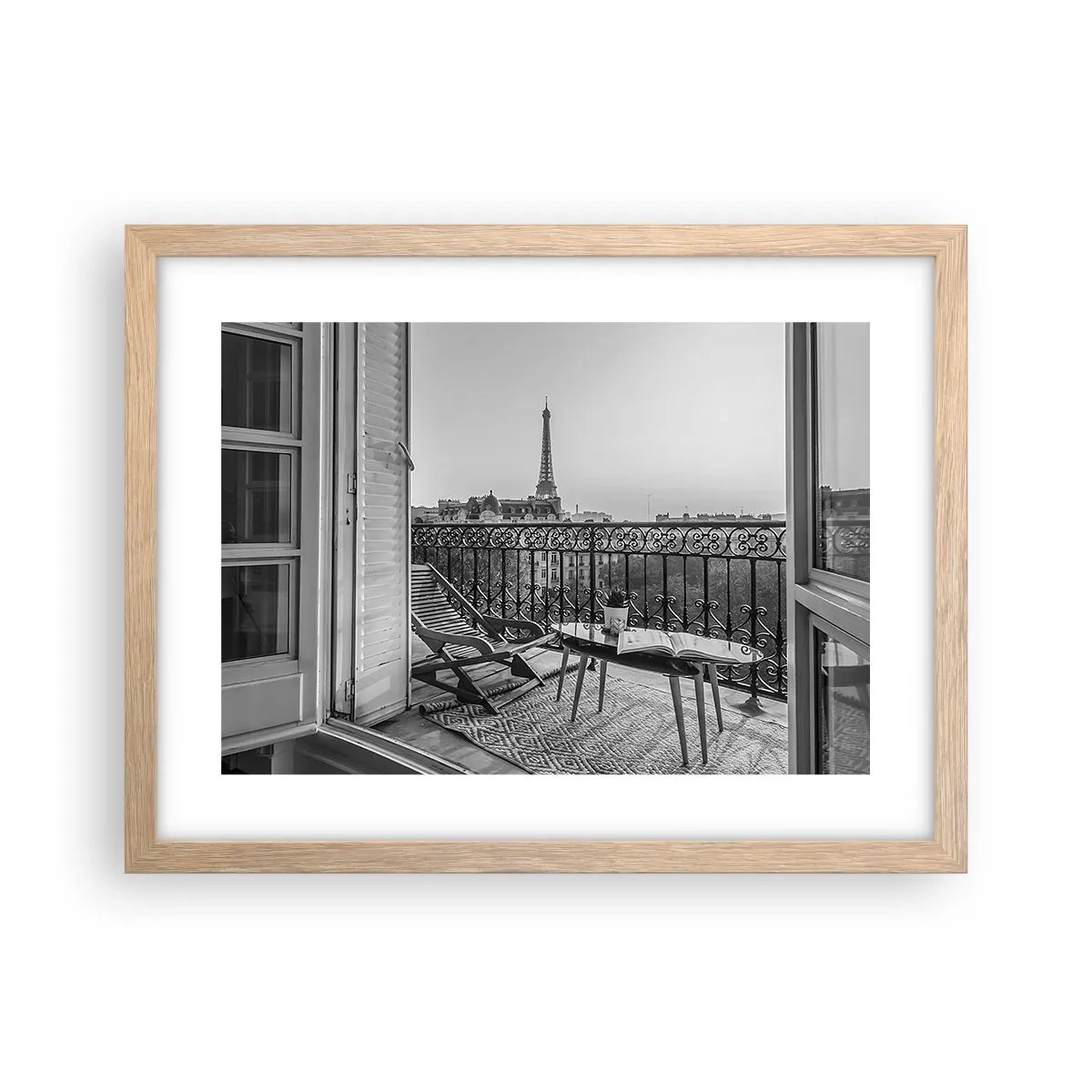 Poster în ramă de stejar deschis - După-amiază pariziană - 40x30 cm
