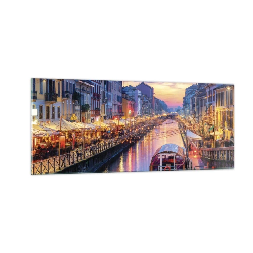 Tablou pe sticlă - O seară de lumină și distracție - 100x40 cm