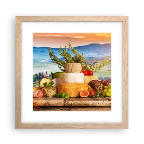 Poster în ramă de stejar deschis - Bucurie de viață în stil italian - 30x30 cm