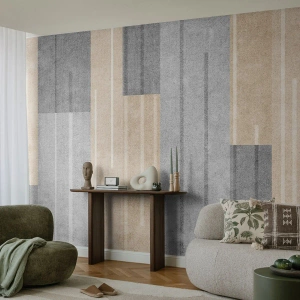Tapet Standard Eco - Dungi geometrice în gri și bej - 100x70cm - Compoziție: în poziție verticală - Decorațiune modernă pentru perete pentru living și dormitor ARTTOR