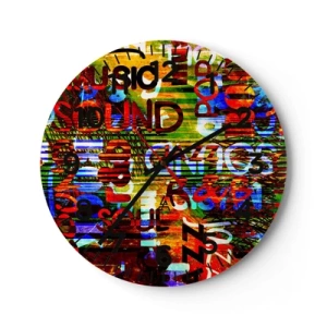 Ceas de perete - Ceas pe sticlă - Toate culorile sunetului - 40x40 cm