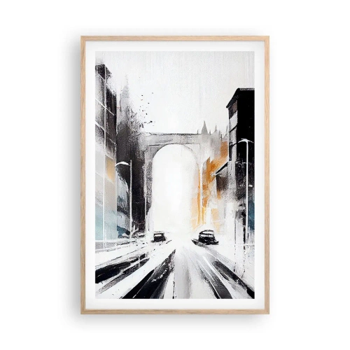 Poster în ramă de stejar deschis - Studiu de oraș: arhitectură și mișcare - 61x91 cm
