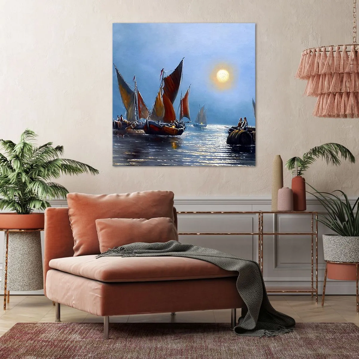 Tablou pe pânză - Pescuit de noapte - 70x70 cm