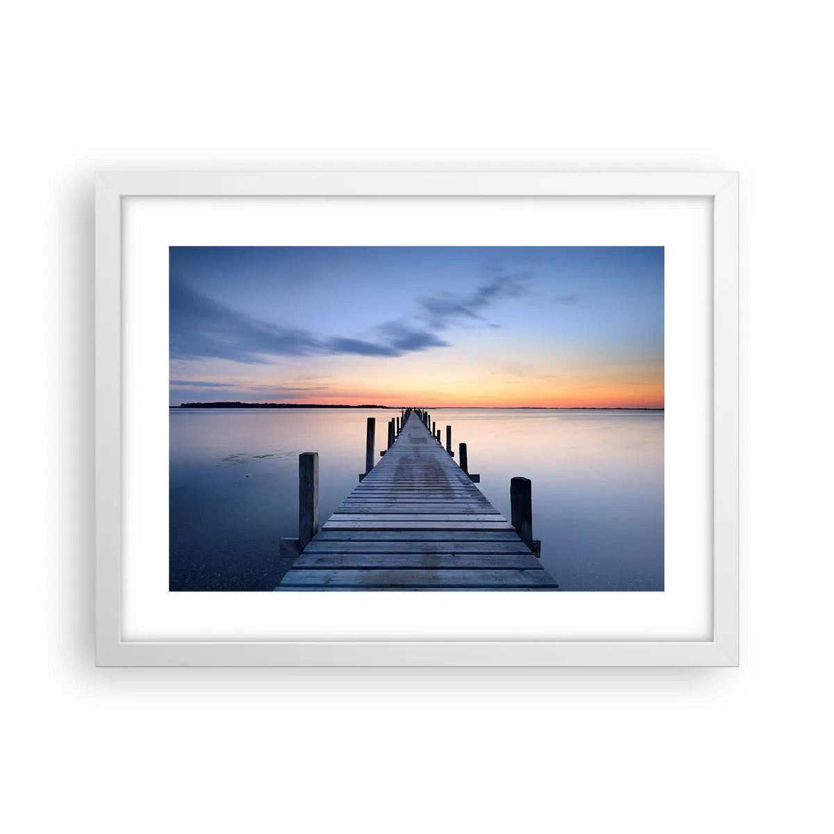 Poster în ramă albă - Calmul unui amurg senin - 40x30 cm