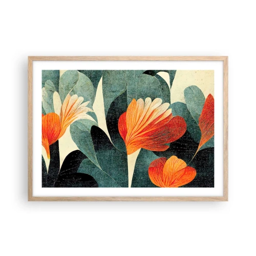 Poster în ramă de stejar deschis - Căldura de la tropice și răcoarea verdeței - 70x50 cm