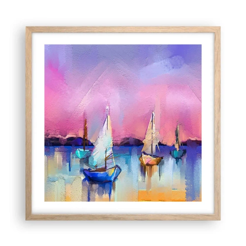 Poster în ramă de stejar deschis - Direcția: ape largi - 50x50 cm