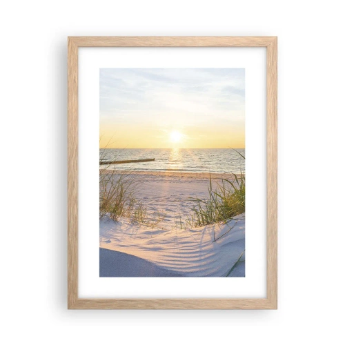 Poster în ramă de stejar deschis - Zumzet de mare, o plajă sălbatică printre ierburi... - 30x40 cm