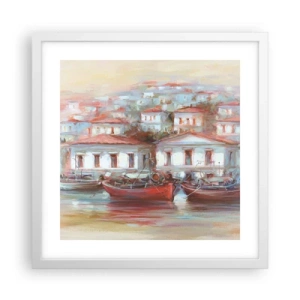 Poster în ramă albă - Orășel fericit - 40x40 cm