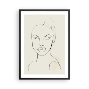 Poster în ramă neagră - Portret facial abstract liniar - 50x70cm - Schiță de senzualitate - Decorațiune modernă pentru perete pentru living și dormitor ARTTOR