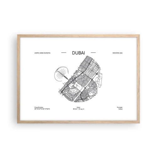 Poster în ramă de stejar deschis - Anatomia Dubaiului - 70x50 cm