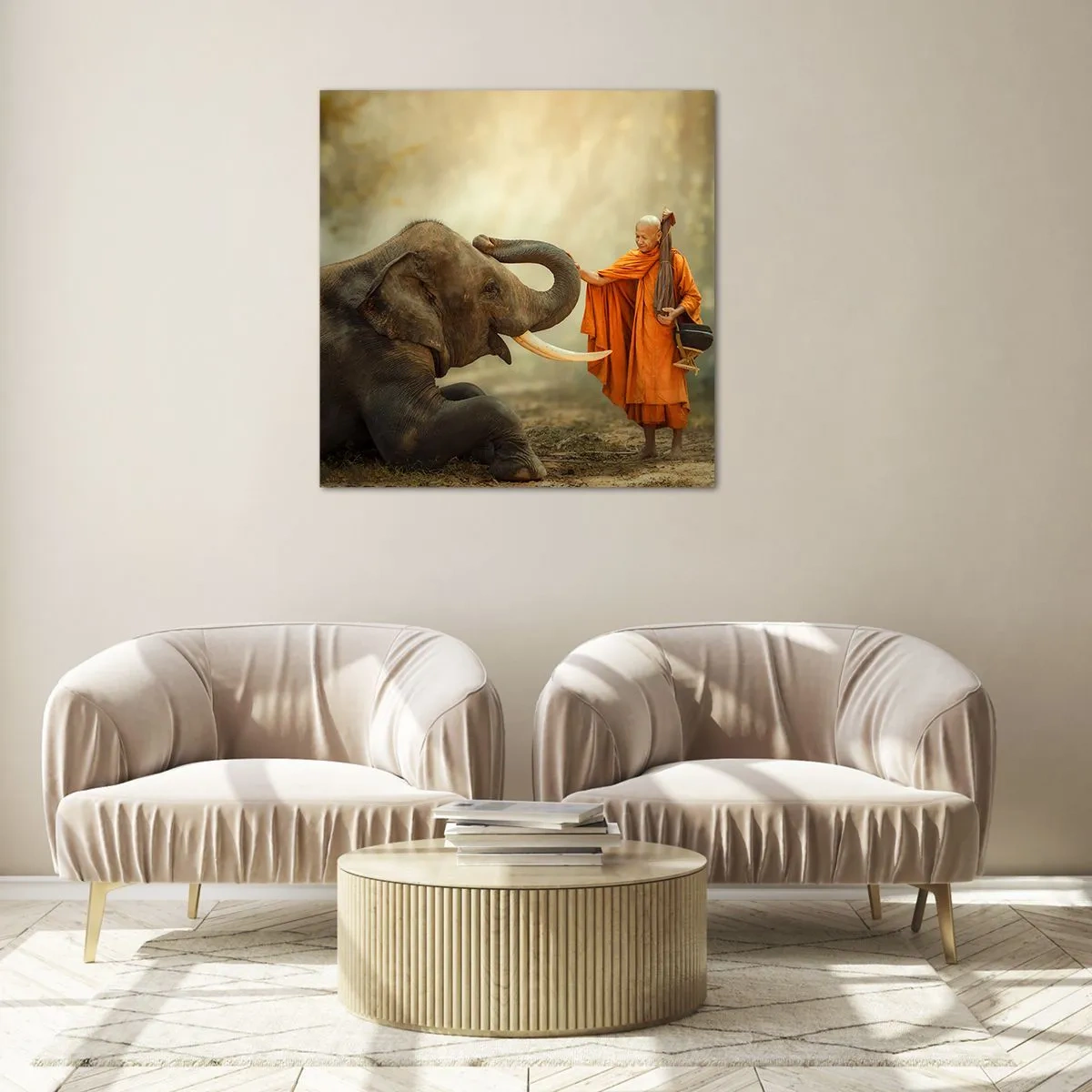 Tablou pe sticlă - Întâlnire în călătorie - 40x40 cm