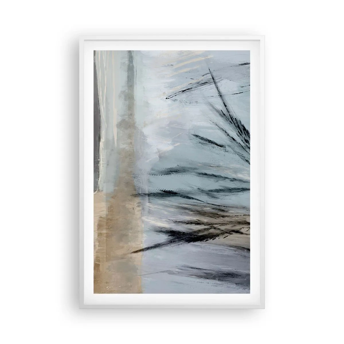 Poster în ramă albă - Câmpuri de iarnă - 61x91 cm