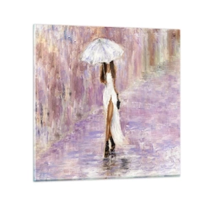 Tablou pe sticlă - În ploaia de liliac - 60x60 cm