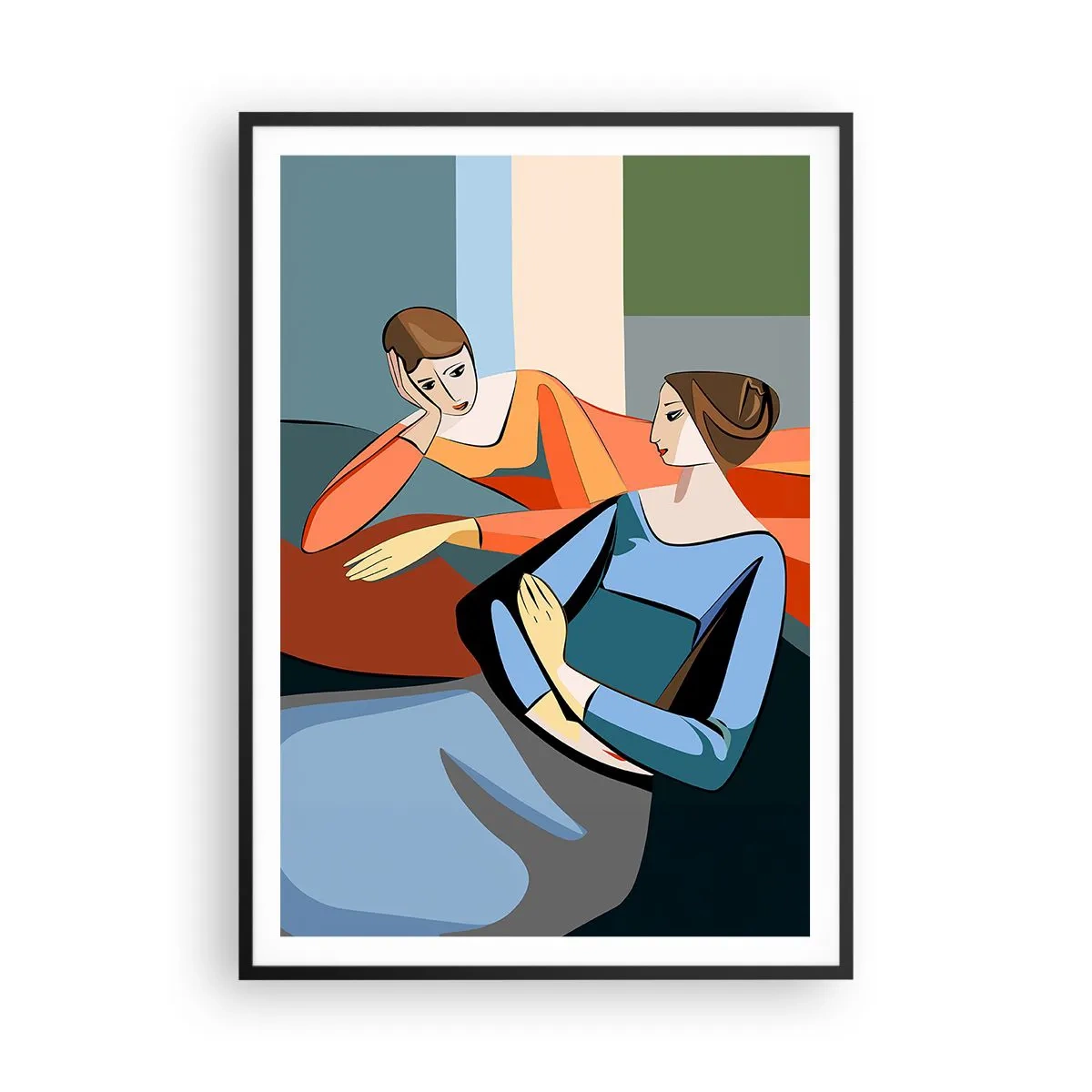 Poster în ramă neagră - Un moment de confidențe - 70x100 cm