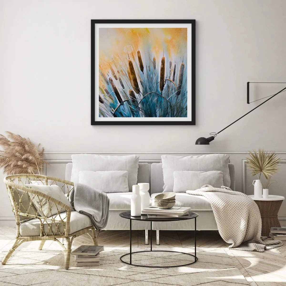 Poster în ramă neagră - Răcoarea apei, căldura soarelui - 60x60 cm