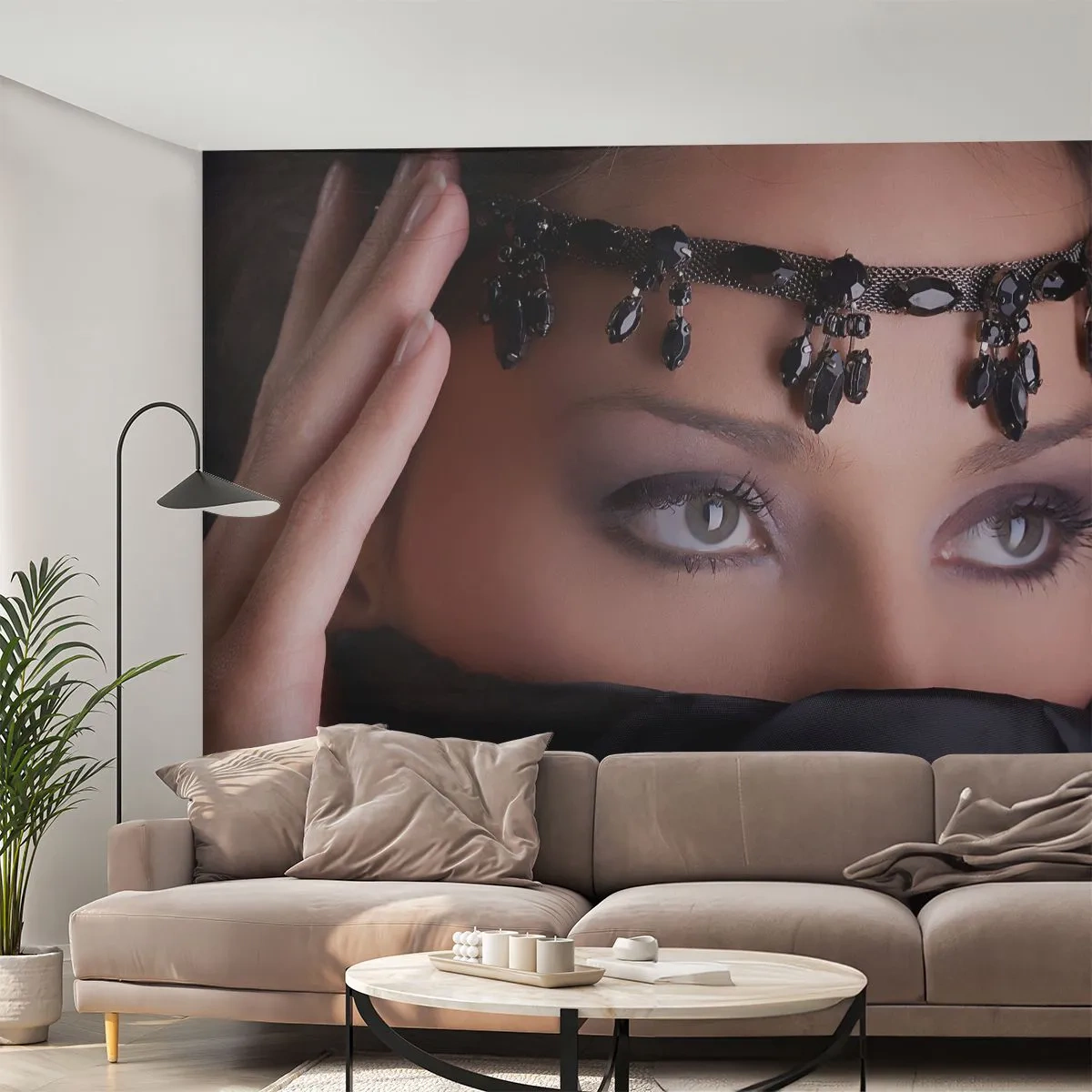 Tapet Premium Canvas - Mister oriental ispititor - Femeie, Ochi, Cultură - 350x256 cm