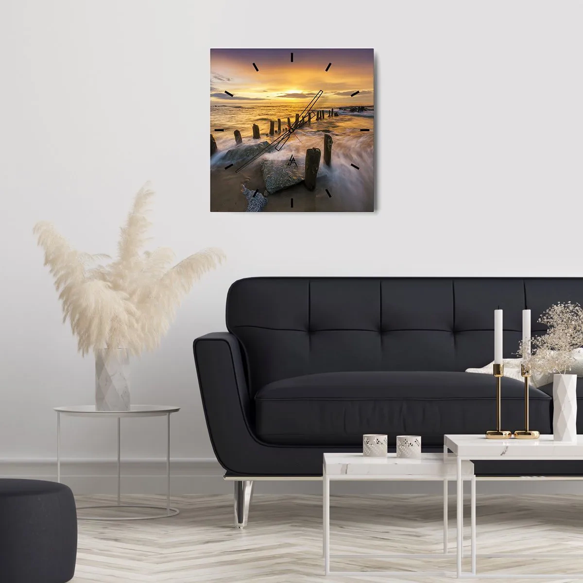 Ceas de perete - Ceas pe sticlă - Frumusețe brută a mării - 40x40 cm