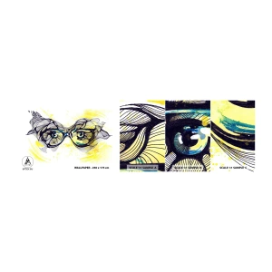 Mostră de Tapet Standard Eco - Prin ochelari albaștri - Abstracția, Ochelari de damă, Ochi Femei - 100x30 cm