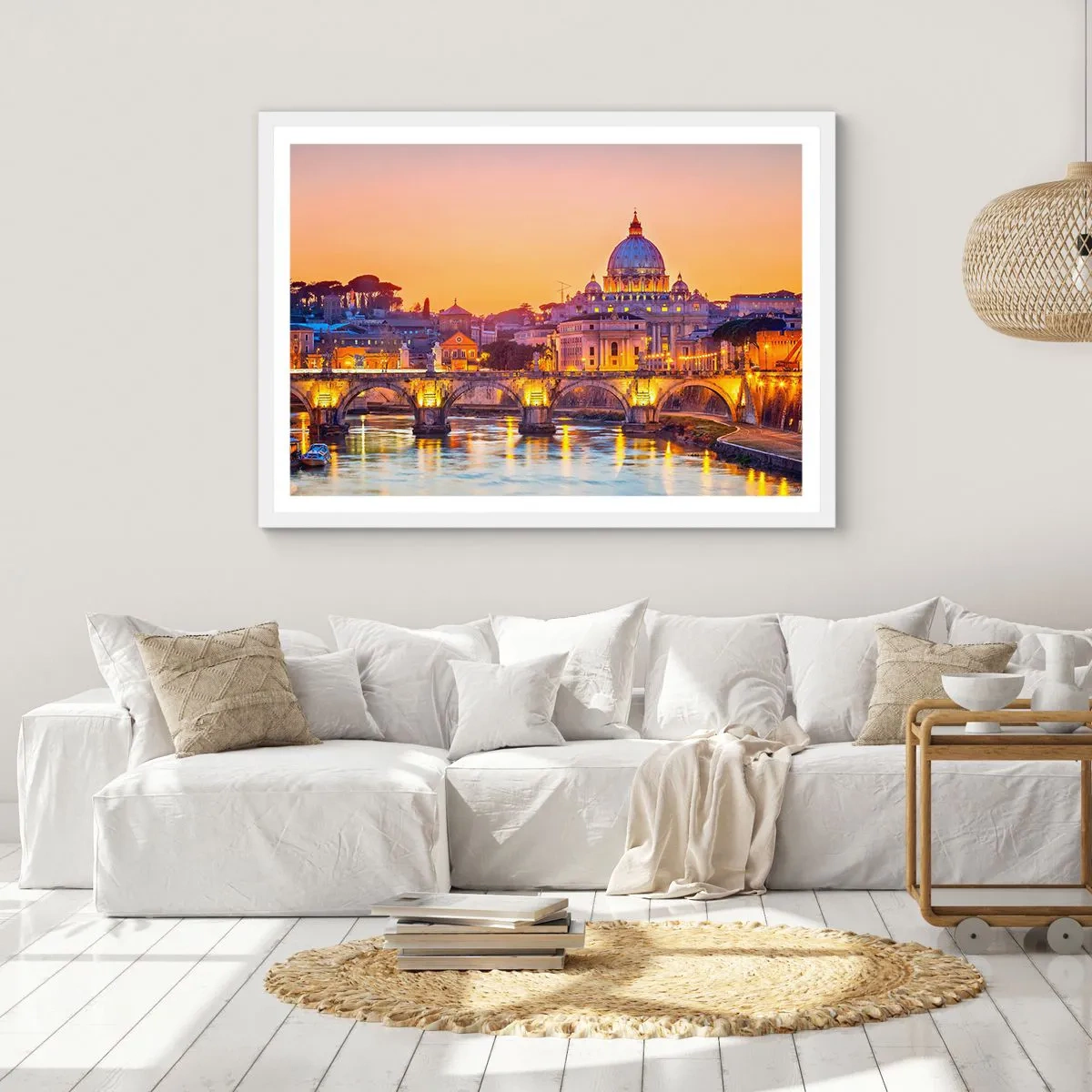 Poster în ramă albă - Amurg deasupra Orașului Etern - 40x30 cm