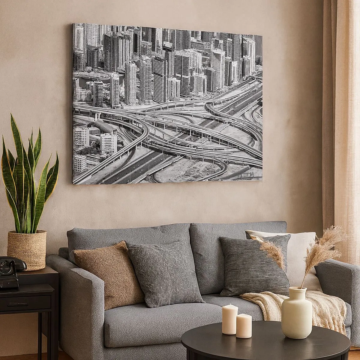 Tablou pe pânză Canvas - O vedere de sus a Dubaiului - 70x50cm - Dubai - orașul imposibil - Decorațiune modernă pentru perete pentru living și dormitor ARTTOR