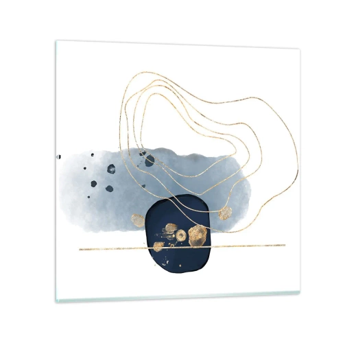 Tablou pe sticlă - Fantezie albastru-auriu - 50x50 cm