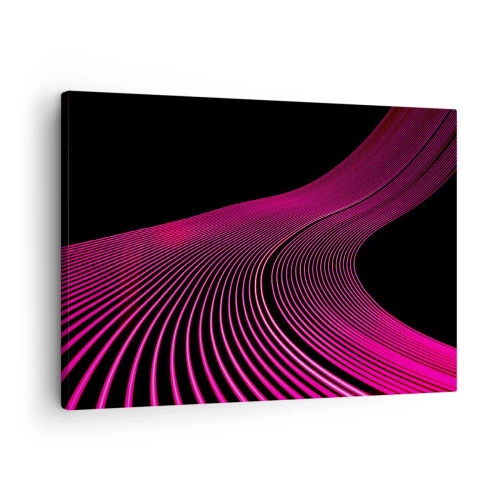 Tablou pe pânză Canvas - Linii futuriste în nuanțe de roz pe fundal negru - 70x50cm - Bulevardul de lumină - Decorațiune modernă pentru perete pentru living și dormitor ARTTOR