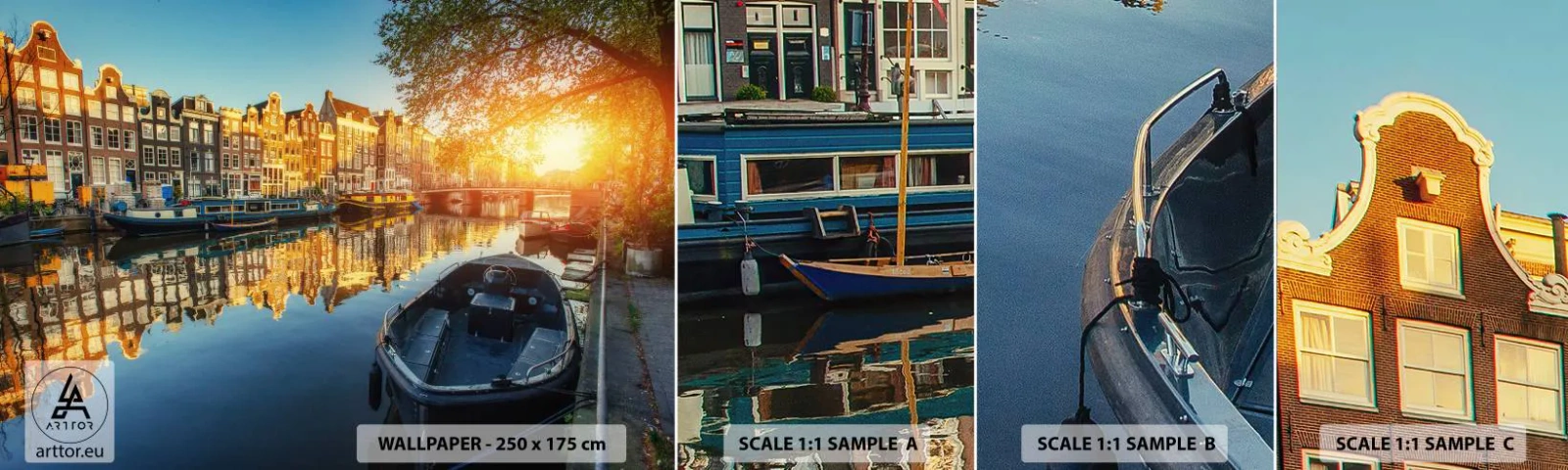 Mostră de Tapet Standard Eco - Dimineața în Amsterdam - Oraș, Amsterdam, Arhitectură - 100x30 cm