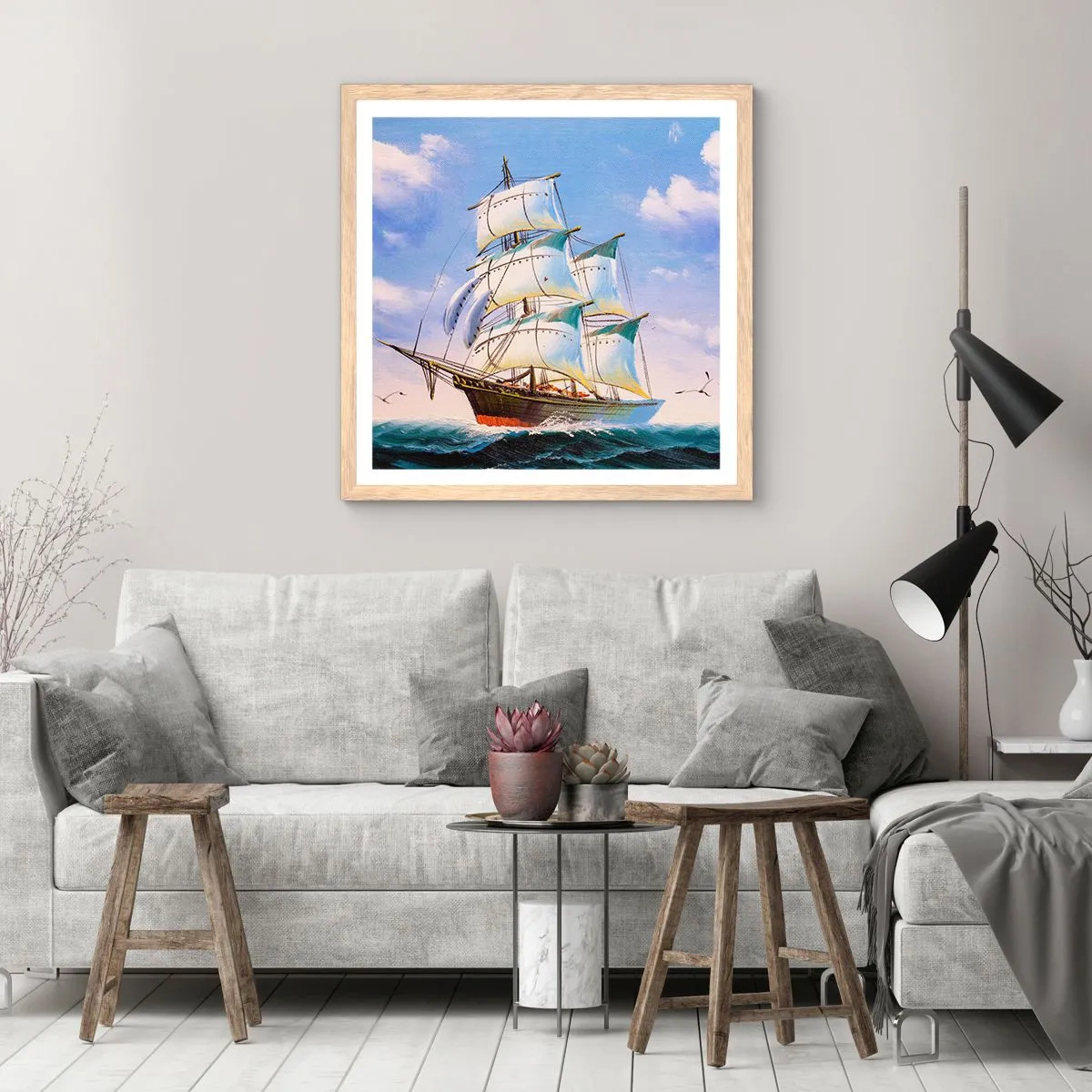 Poster în ramă de stejar deschis - Cu mândrie în vânt - 60x60 cm