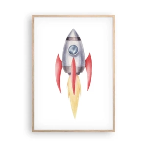 Poster în ramă de stejar deschis - Mai sus, mai repede, mai departe - 70x100 cm
