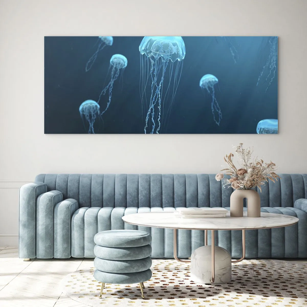 Tablou pe sticlă - Dansul oceanic - 120x50 cm