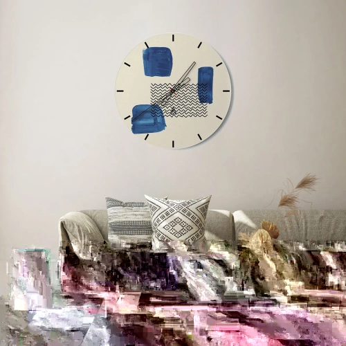 Ceas de perete - Ceas pe sticlă - Cvartet abstract - 40x40 cm