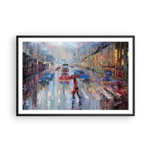 Poster în ramă neagră - O după-amiază ploioasă în oraș - 91x61 cm