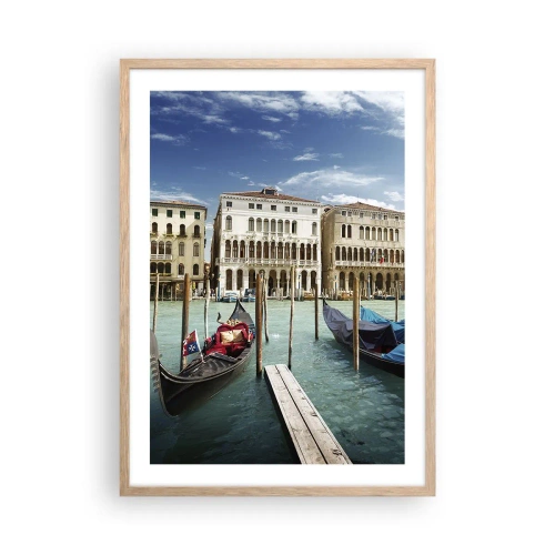 Poster în ramă de stejar deschis - Palate în albastru - 50x70 cm