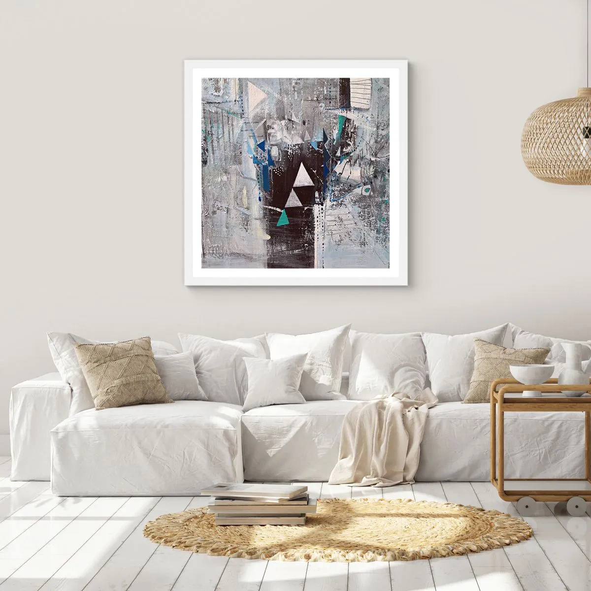 Poster în ramă albă - Ordinea superioară a triunghiurilor - 40x40 cm