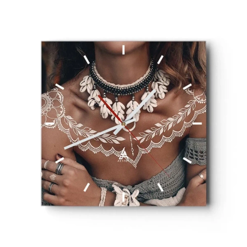 Ceas de perete - Ceas pe sticlă - Talismanele, ritualurile feminității - 30x30 cm