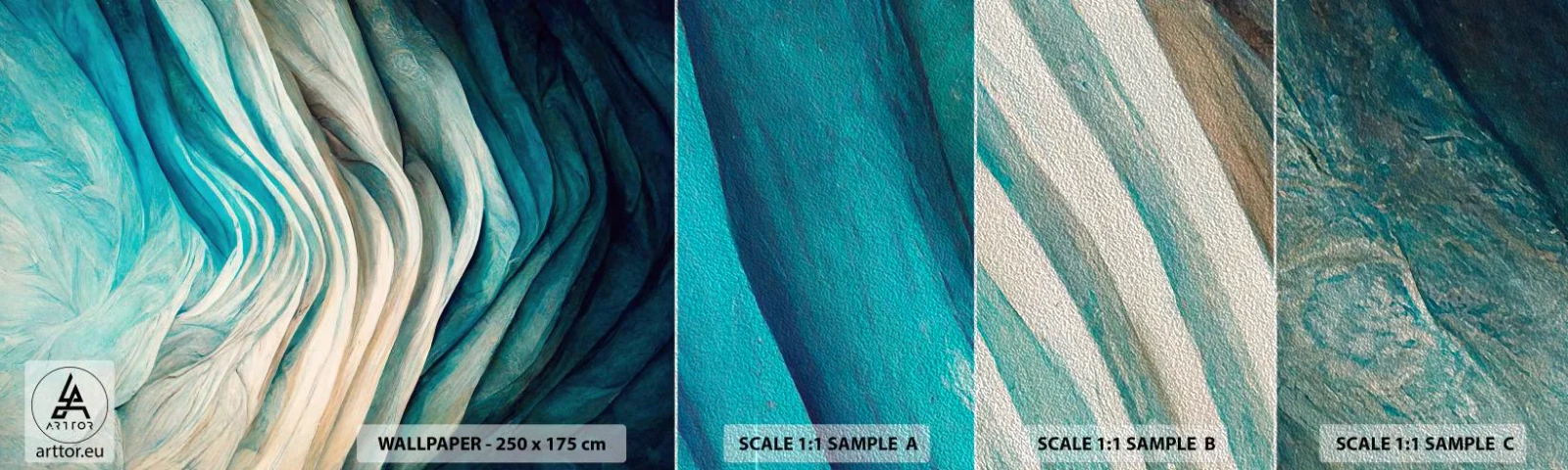Mostră tapet Premium Sand - Insațiabilitate albastră - Bucată, 3D, Abstracția - 100x30 cm